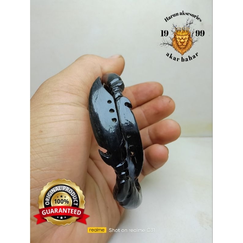GELANG AKAR BAHAR HITAM UKIR KUJANG KEMBAR ORIGINAL