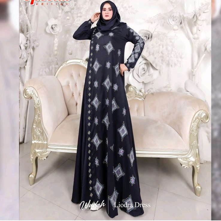 BerMus - Gamis Mewah Butik set pashmina Liodra Dress/ Bordir warna by Wadah