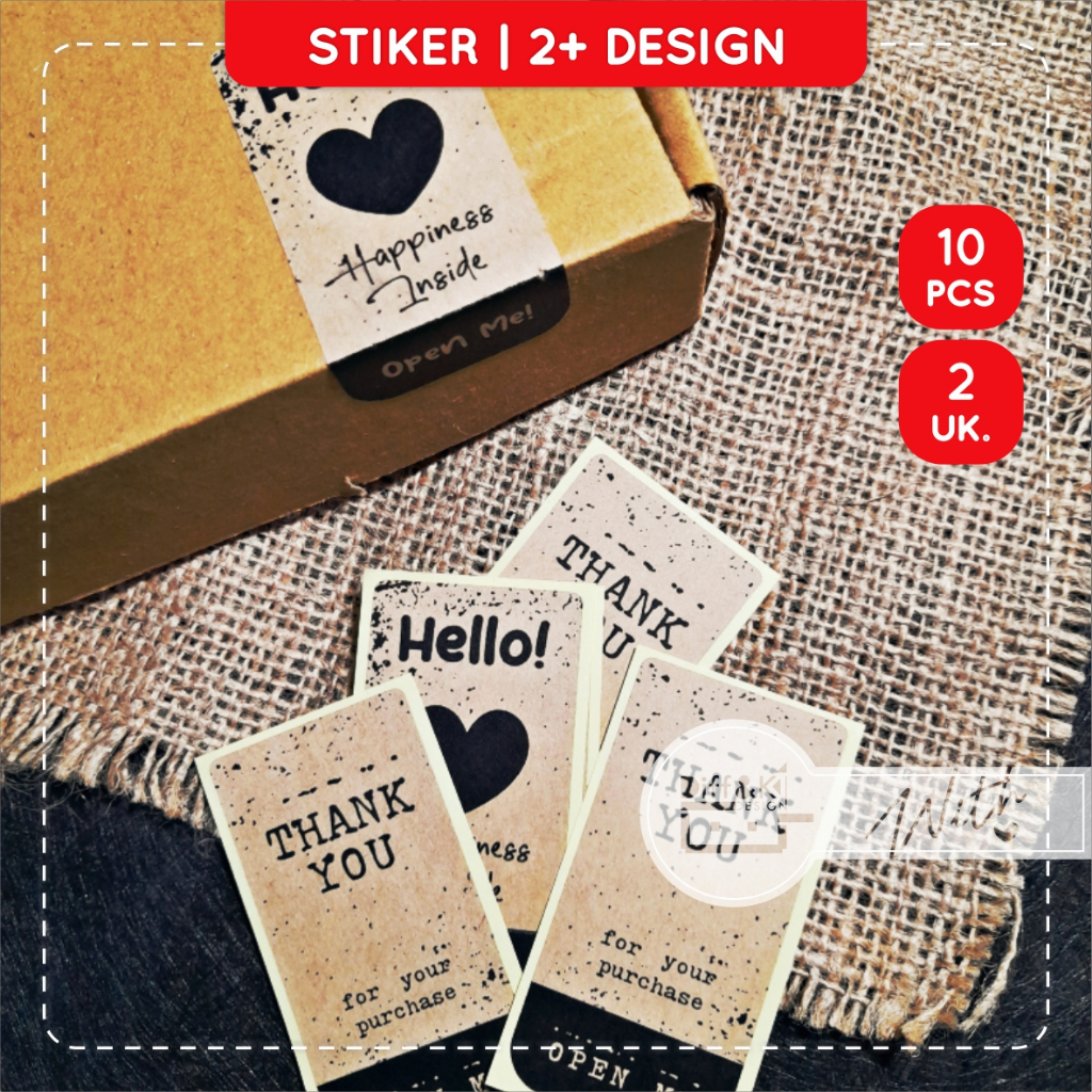 

Label Stiker Seal Segel Box Thank You Open Me Kraft Rustic Vintage Coklat Hampers Packing Packaging