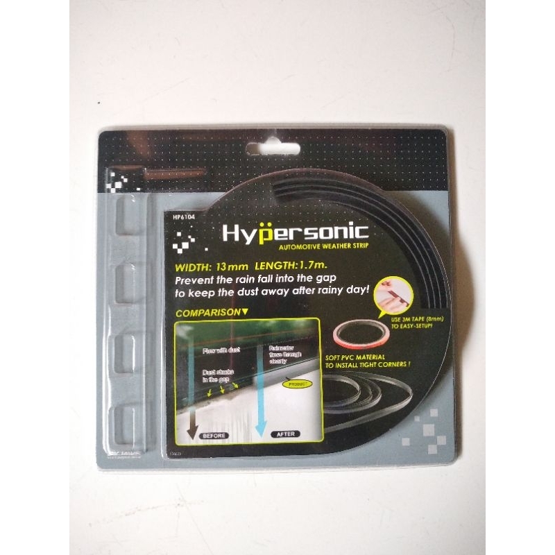 Hypersonic Pelipit Kaca Mobil Weather Strip - Hitam Karet Pelipit Kaca