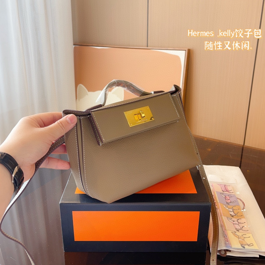 Pure handmade wax thread new Hermes dumpling Kelly bag 2424mini cowhide wings Messenger shoulder han