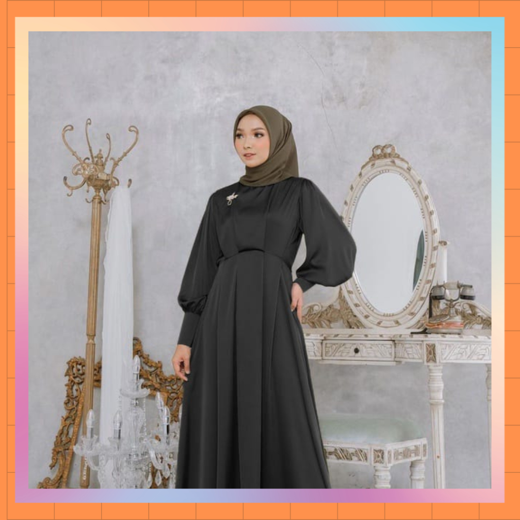 (FREE BROSS ) Irene Dress Maxmara Silk Premium Gamis Lebaran 2024 Longdress Kondangan Remaja Kekinia
