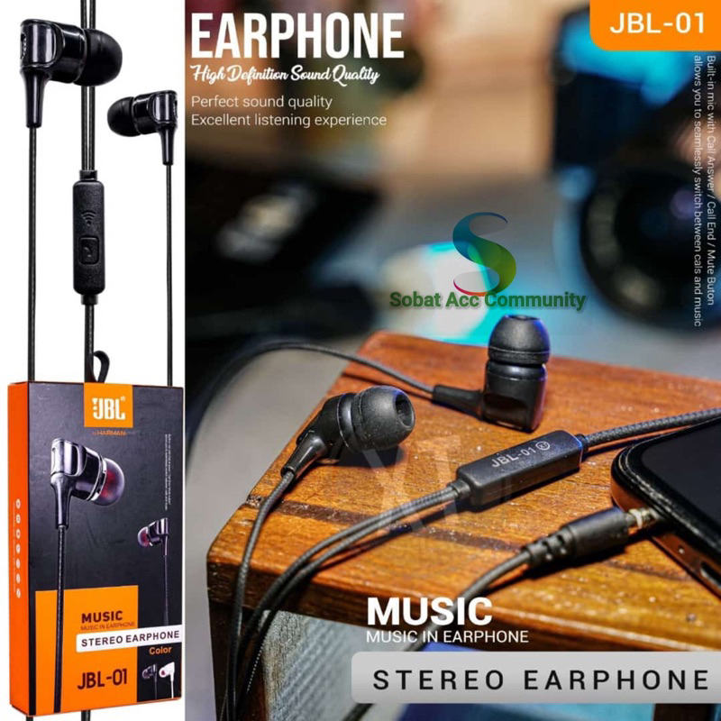 JBL-01 HEADSET EARPHONE POWERFULL BASS STEREO EARPHONE JBL HD SOUND BASS STEREO