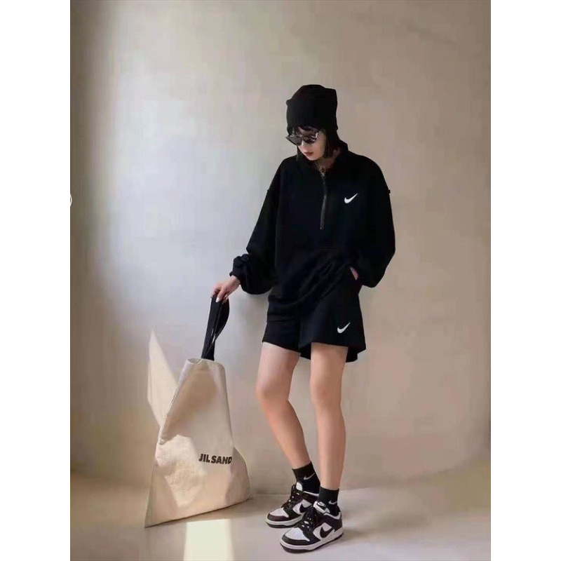 One Set 2in1 Set Sport Casual Highneck Woman Fashion Import Setelan Olahraga Wanita Jaket Sweater da