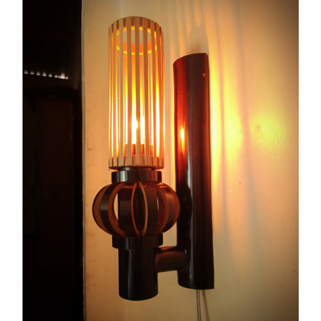 Lampu Tempel Bambu / Lampu Hias Dinding