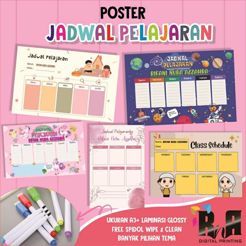 

Jadwal pelajaran custom nama