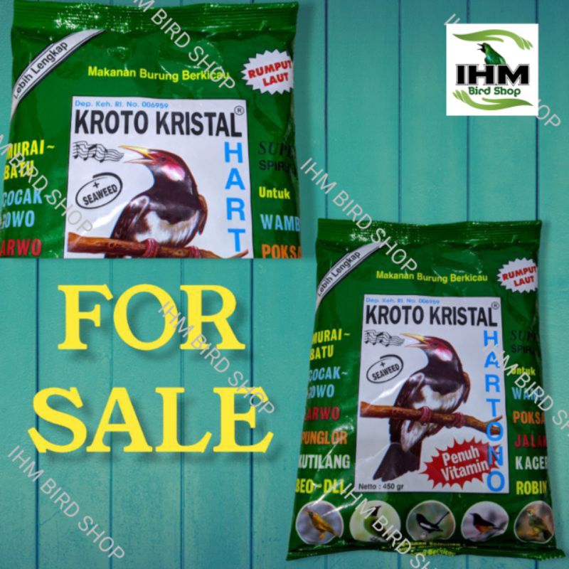 IHM - PAKAN BURUNG KROTO KRISTAL HARTONO SEAWEED Makanan Burung Jalak, Cucak Hijau, Cucak Rowo, Pung