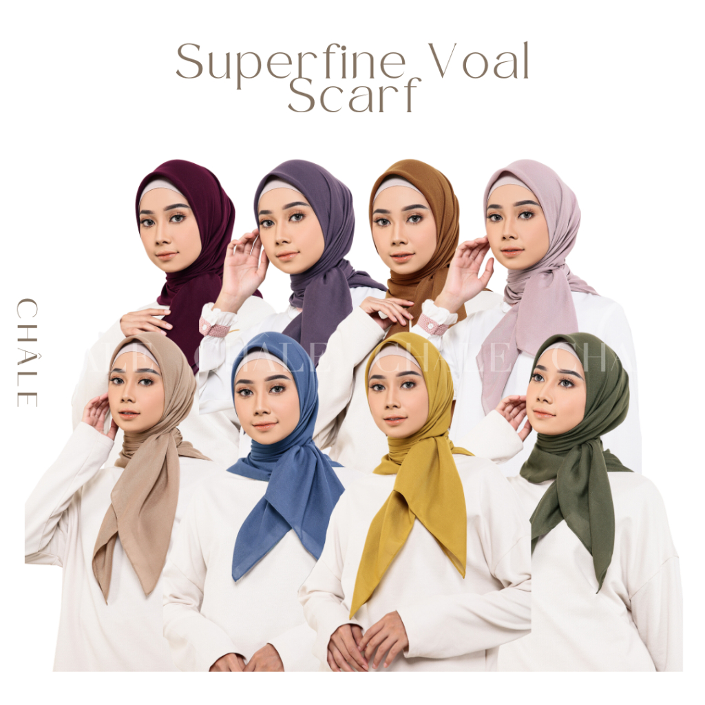 Chale Voal Superfine Polos/ Hijab Segi Empat Bahan Voal Sahara