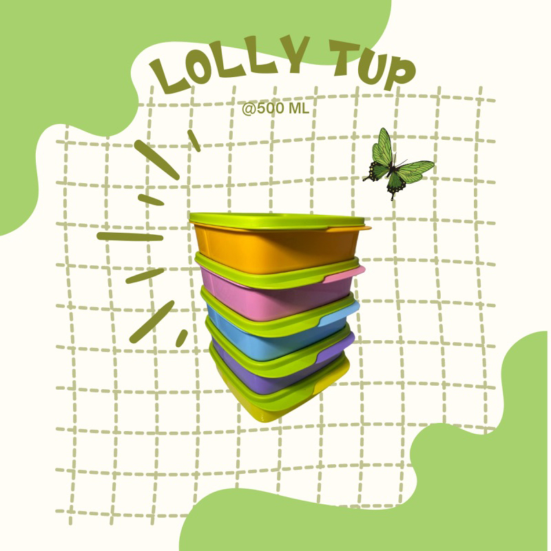 LOLLY TUP TUTUP HIJAU 550 ML TEMPAT MAKAN TUPPERWARE