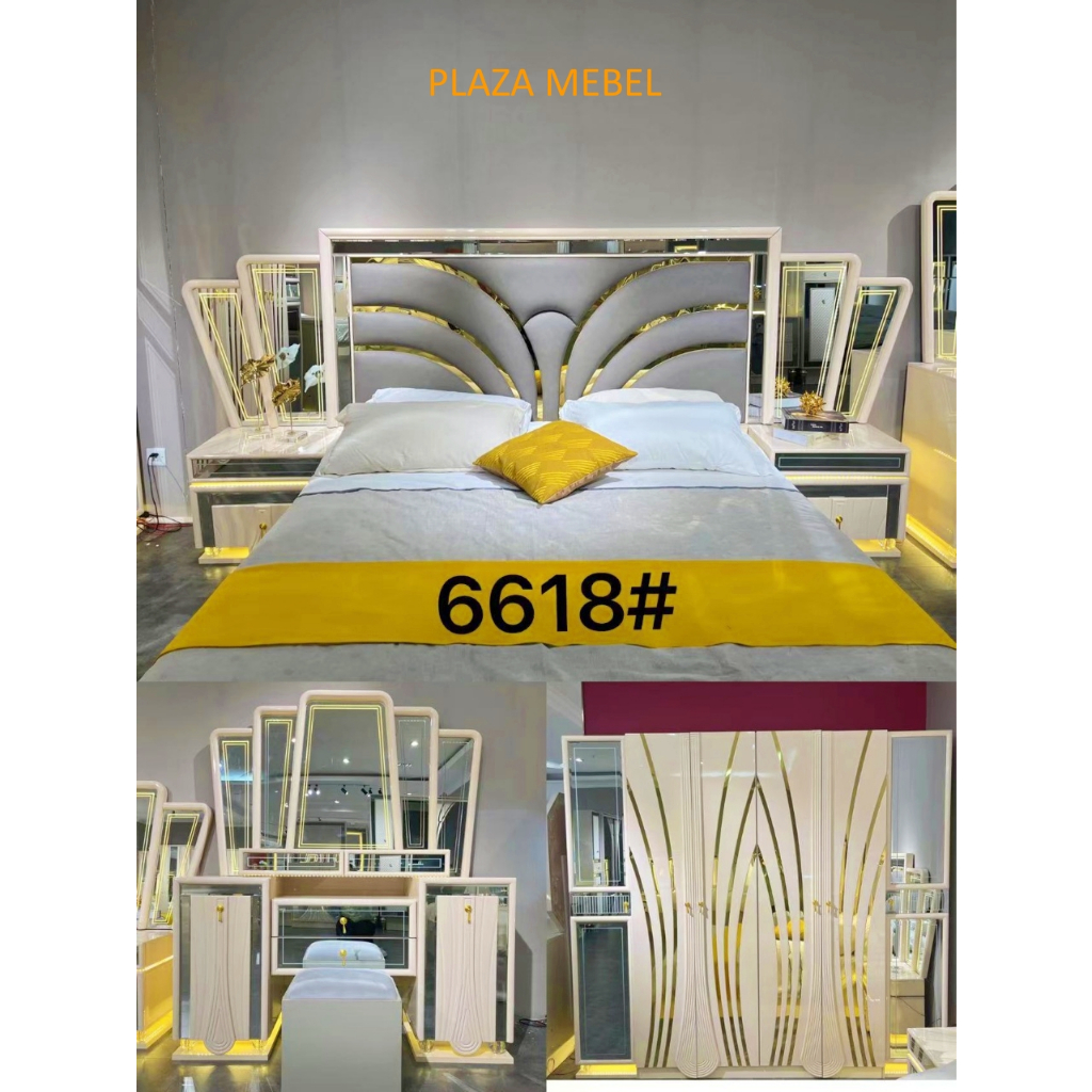BED ROOM SET IMPORT MINIMALIS MEWAH TYPE 6618 Modern lis Gold