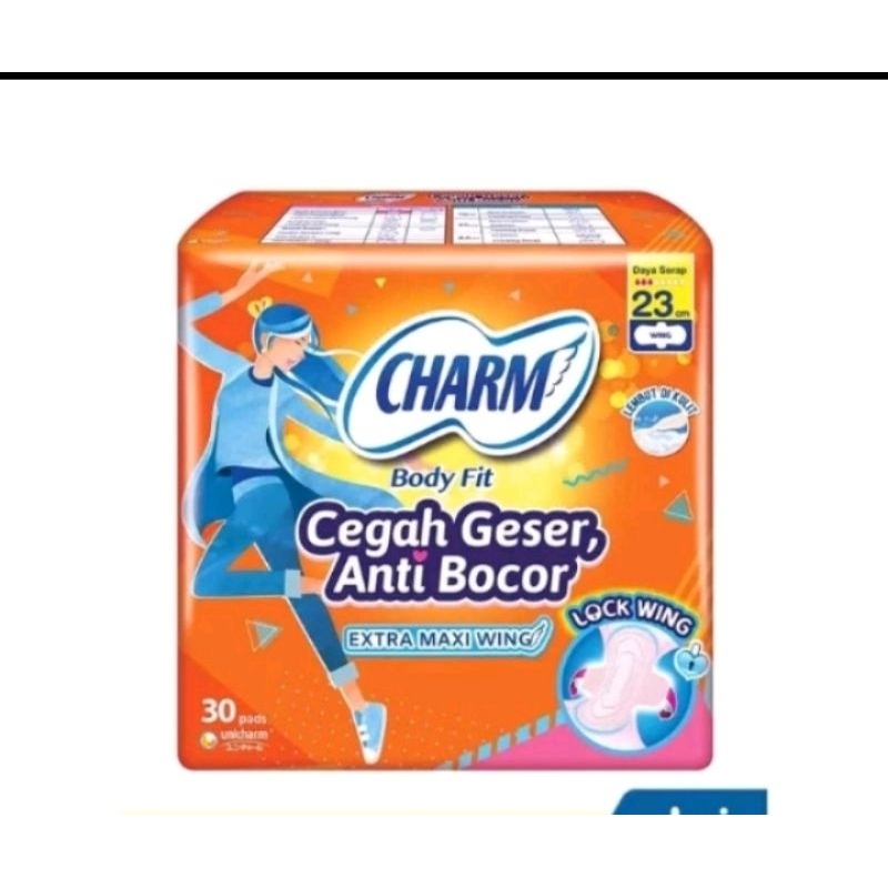 Charm Extra Maxi Wing 23cm 30 Pads / Charm Body Fit Extra Maxi Wing 23cm 20 Pads Softex Pembalut Wan
