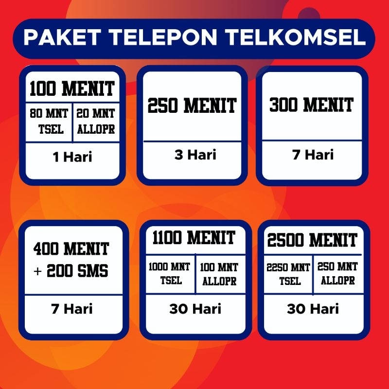 Paket Telpon Telkomsel 30 hari 7 hari 3 hari 1 hari Murah, Simpati As dan Loop
