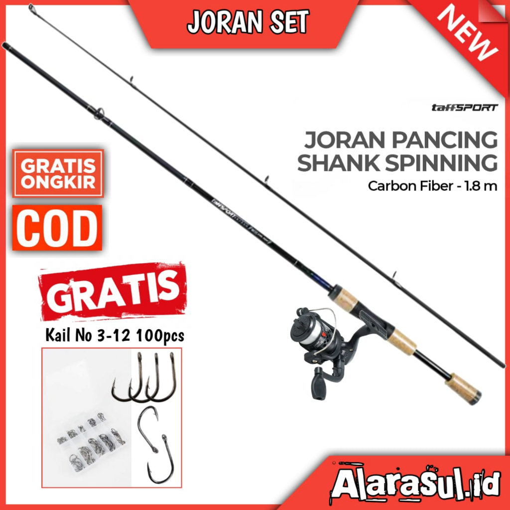 Joran Pancing Set Murah Berkualitas Joran Pancing Shank Spinning Carbon Fiber 1.8M