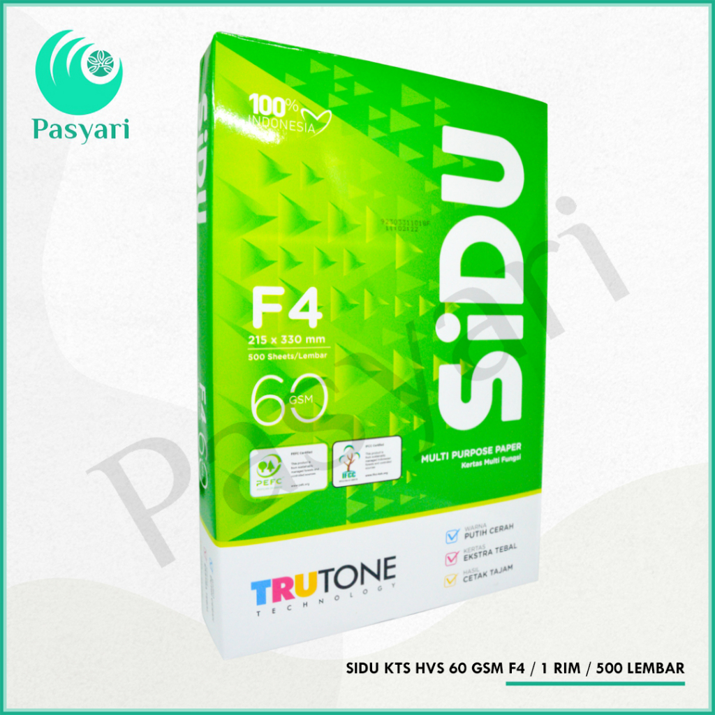

SIDU KTS HVS 60 GSM F4 / 1 RIM / 500 LEMBAR