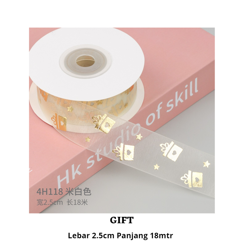 

ECER 2.5CM X 3MTR PITA RIBBON ORGANZA - PITA SANTIN TRANSPARAN / PITA GIFT LOVE IS ETERNAL