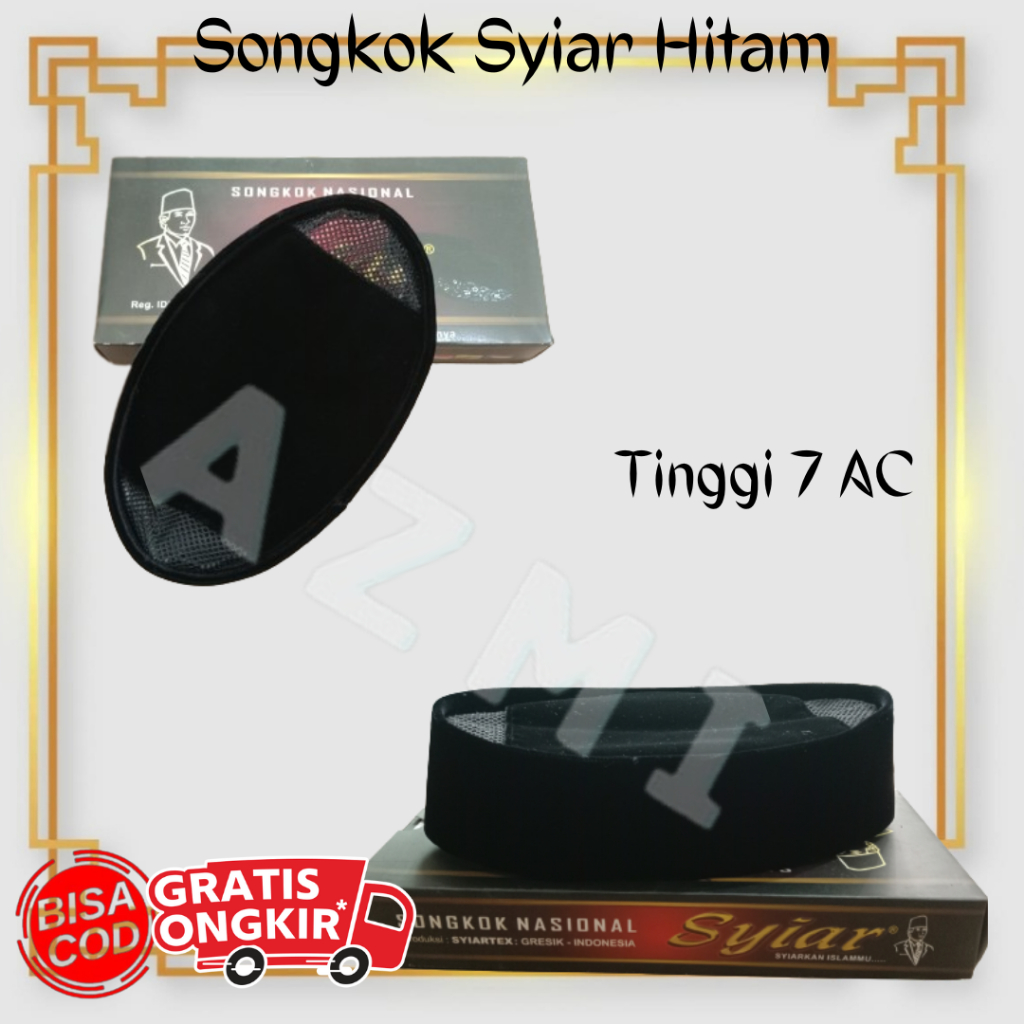 Songkok Presiden / Songkok Syiar Ac Hitam Songkok Nasional Bahan Bludru Peugeon tinggi 7 cm