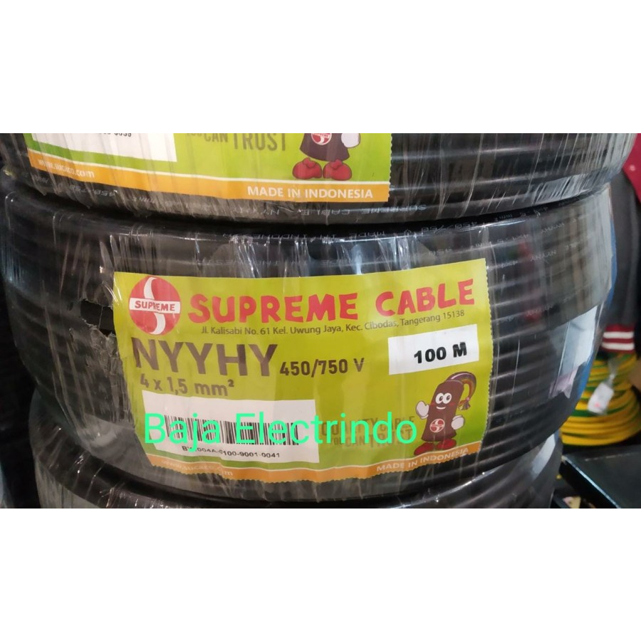 Kabel Serabut isi 4 NYYHY 4X1,5mm SUPREME @50m NYYHY 4x1,5 4x1.5 mm 4x1.5mm SUPREME