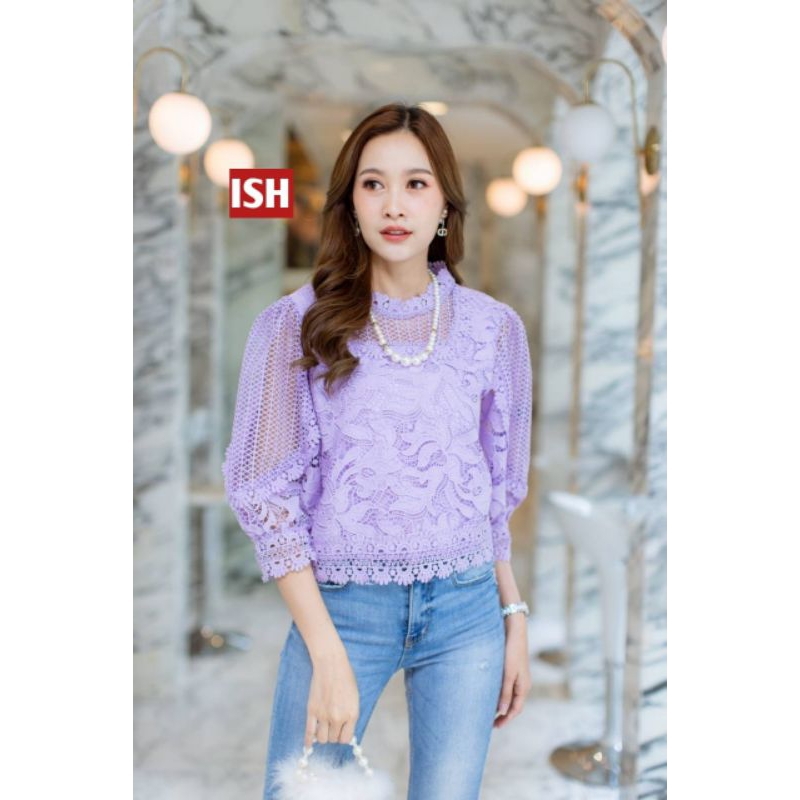 BLOUSE BROKAT WANITA MOTIF BUNGA KOREAN STYLE PREMIUM IMPORT
