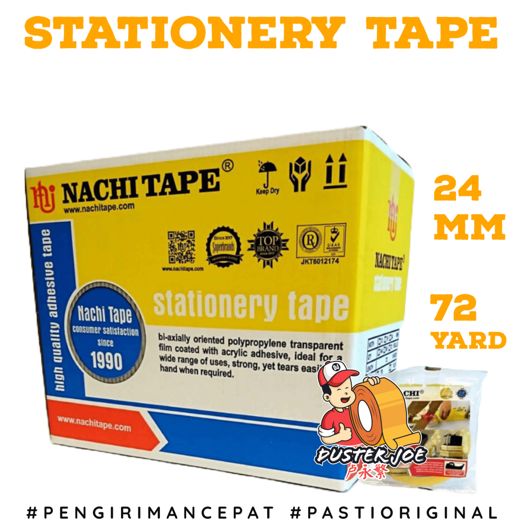 

[PER 1 DUS] Isolasi Stationery Nachi 1 inch 24mm 72 Yard Selotip (1 DUS ISI 72 ROL)
