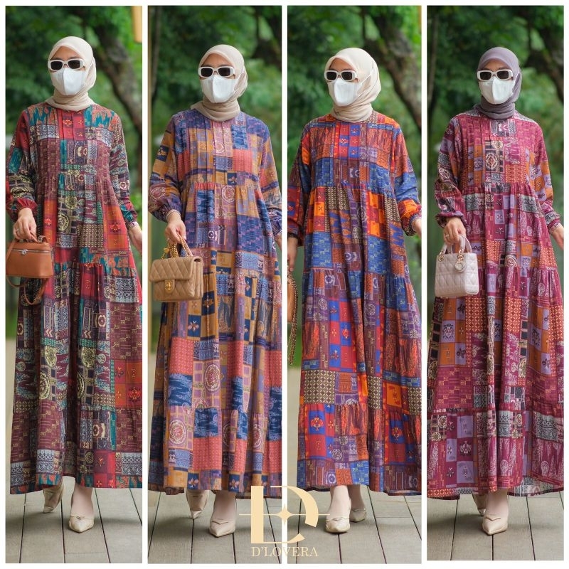 (p1a) NADIN MIDI DRESS by D'LOVERA DLOVERA terbaru Baju Dress Gamis Wanita Muslimah. Nazra.Sha.