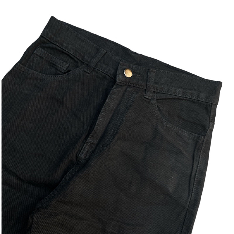 Stiego Celana Jeans Cargo Hitam Highwaist Black HW Loose kulot jeans / Loose Jeans /Celana Higwaist wanita
