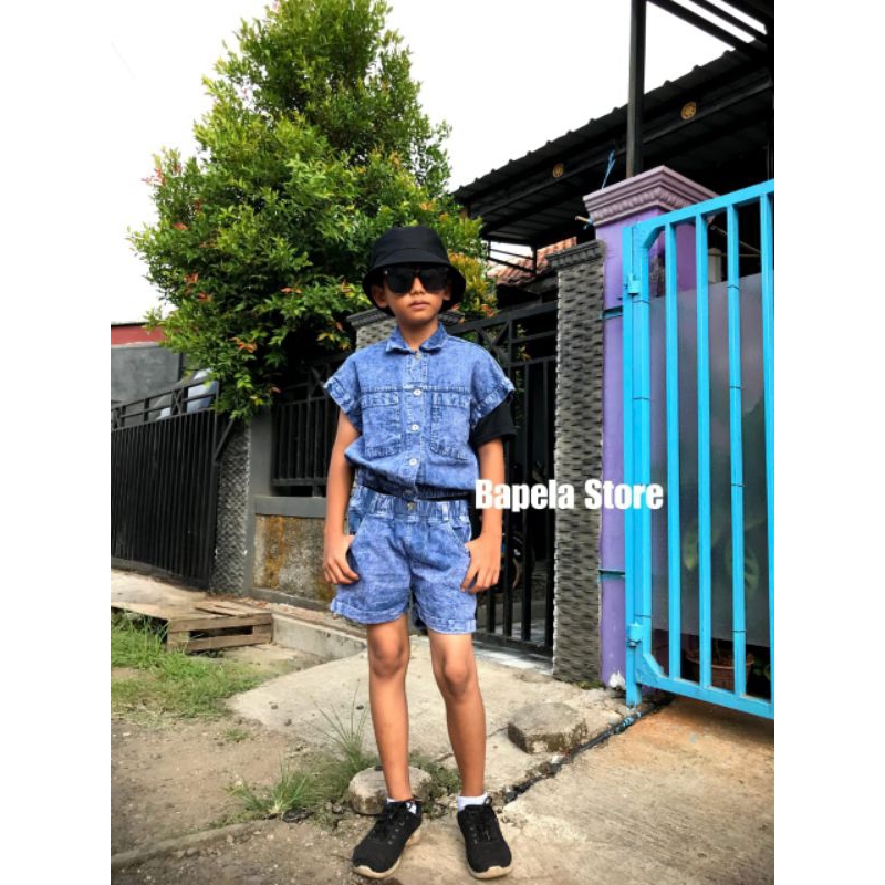 Setelan Jeans Anak umur 1-12 Tahun / Setelan Celana pendek lipat anak / Setelan Fashion anak