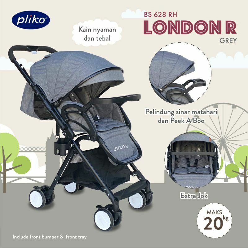 Stroller Pliko BS 628 LONDON R Kereta Dorong Dua Arah