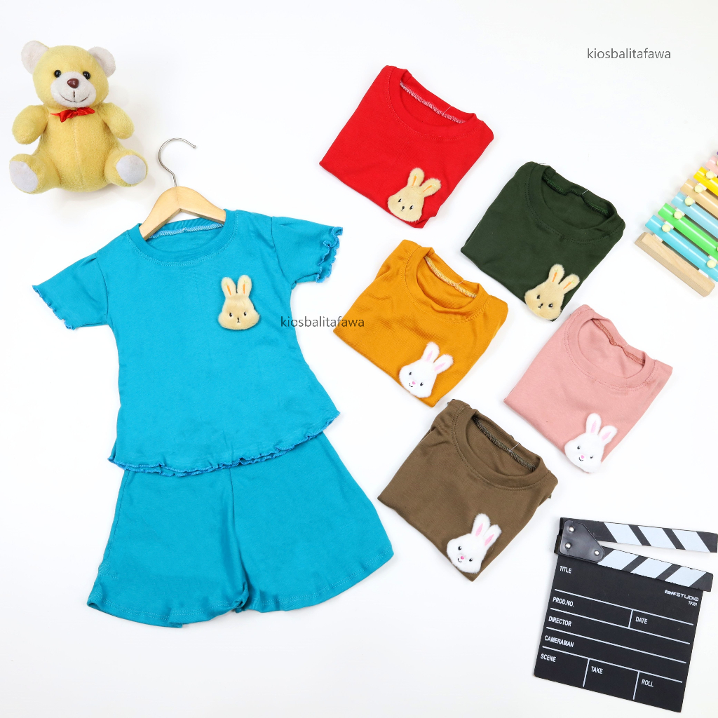 [KNIT] Setelan Babydoll uk 2-3 Tahun / Cotton Rib Set Knit Anak Perempuan Baju Anak Cewek Polos Katu