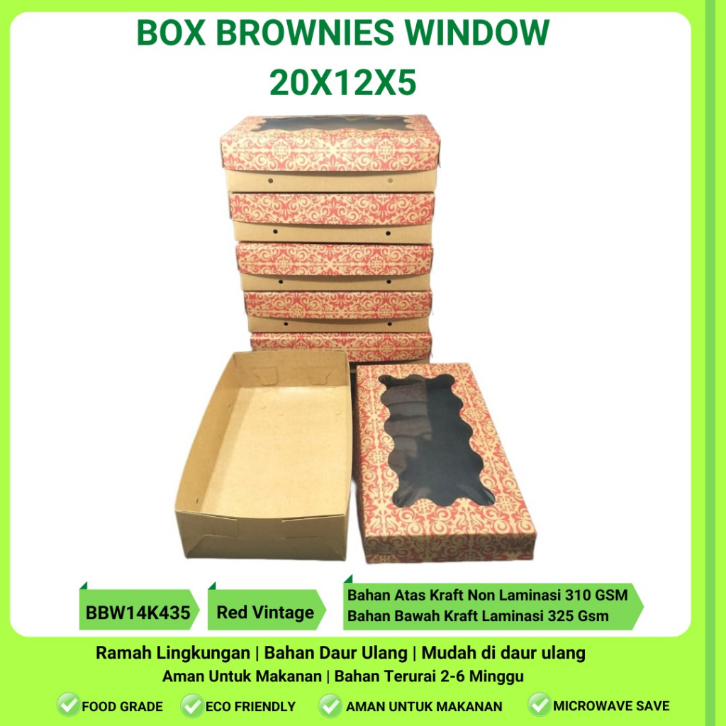Box Brownies 20x12 Dus Brownies Kaca Brownies 20X12X5  (BBW14K435)