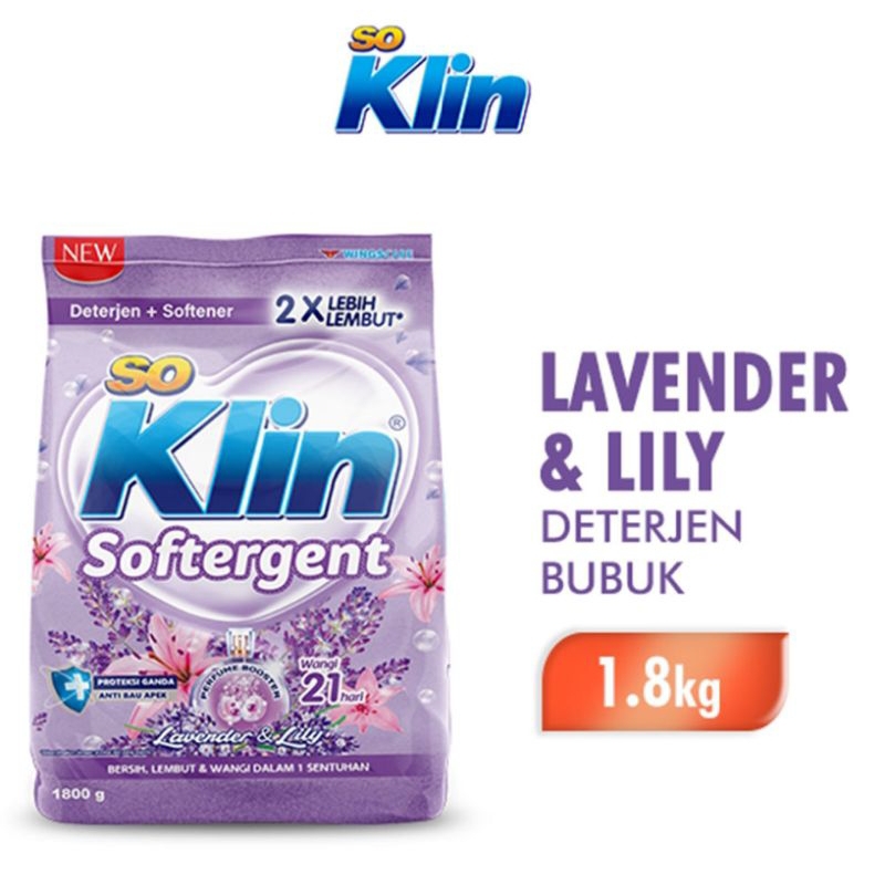 so klin softergent detergent bubuk lavender&Lily 1.8kg