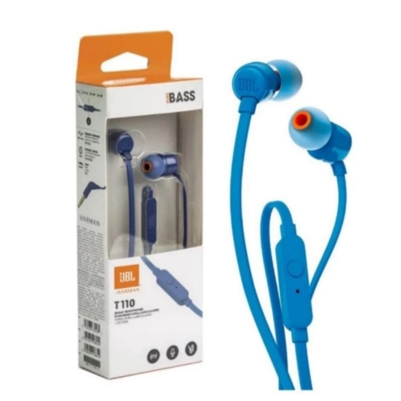 headset jbl t110 earphone biru blue ori jbl garansi resmi IMS