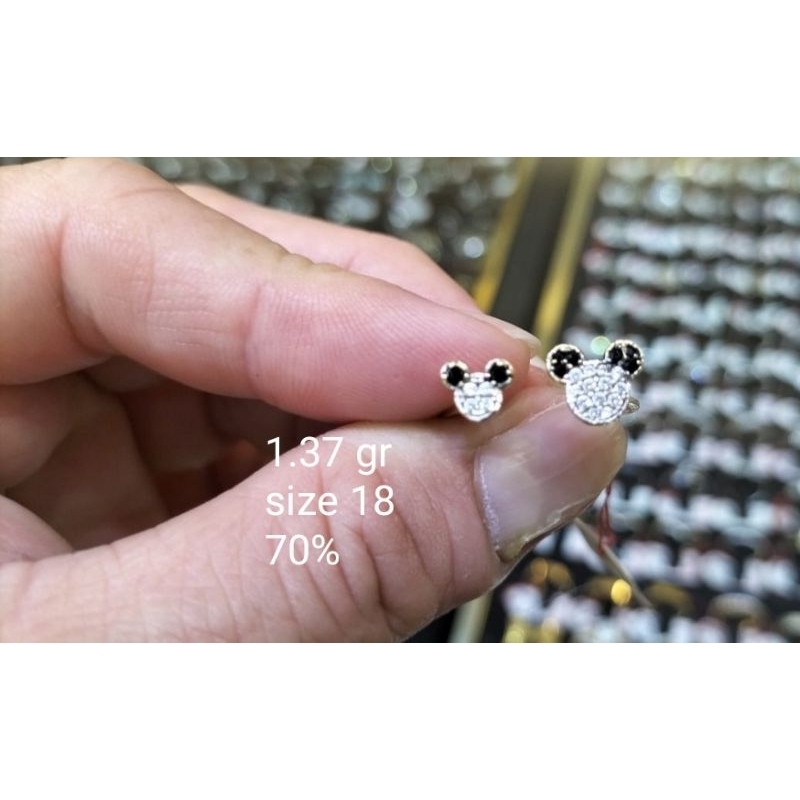 Cincin emas 70 mickey putih hitam