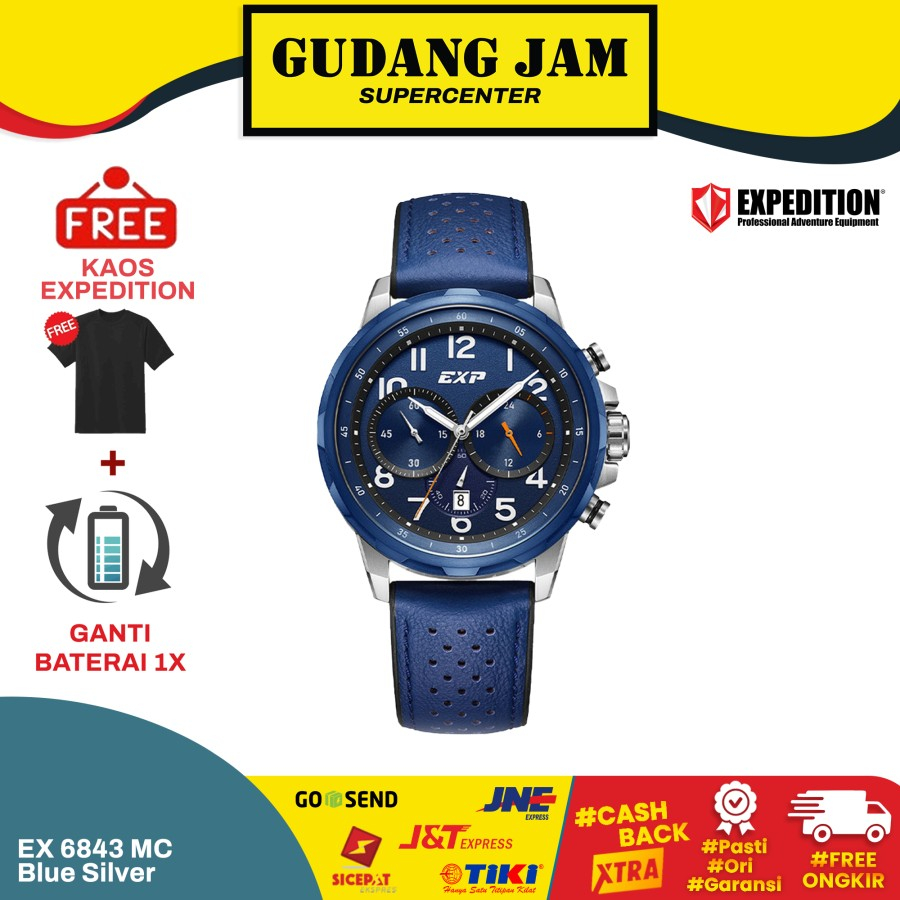 Jam Tangan Pria Expedition EX6843MCR E 6843 MCR Blue Silver