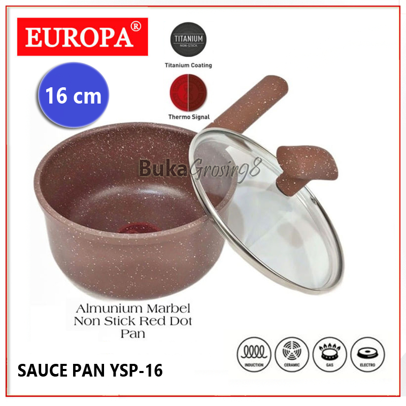 EUROPA SaucePan 16 Cm YSP-16 Coating Marble NonStick FryingPan Ret Dot