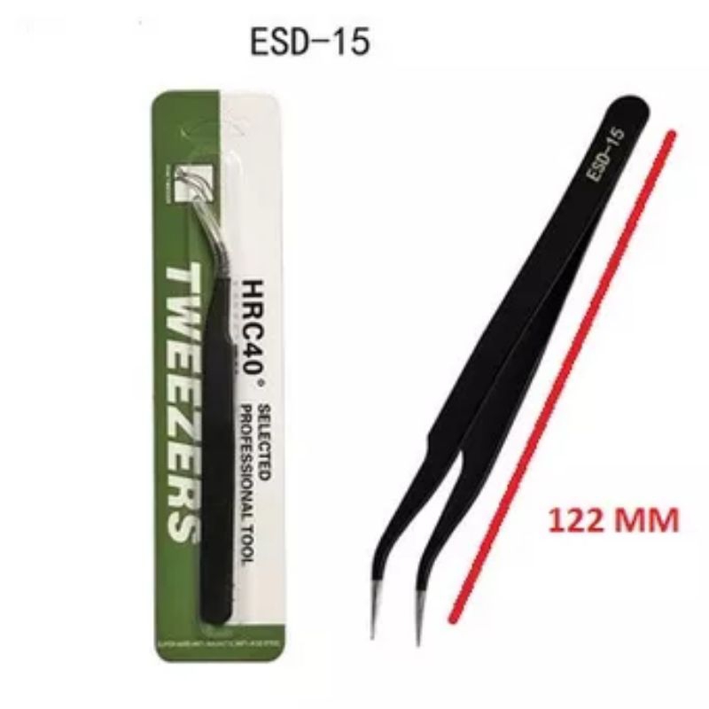 Pinset Bengkok Lurus Lancip HRC40 / Pinset Tweezer Vetus Bahan Tebal Berkualitas