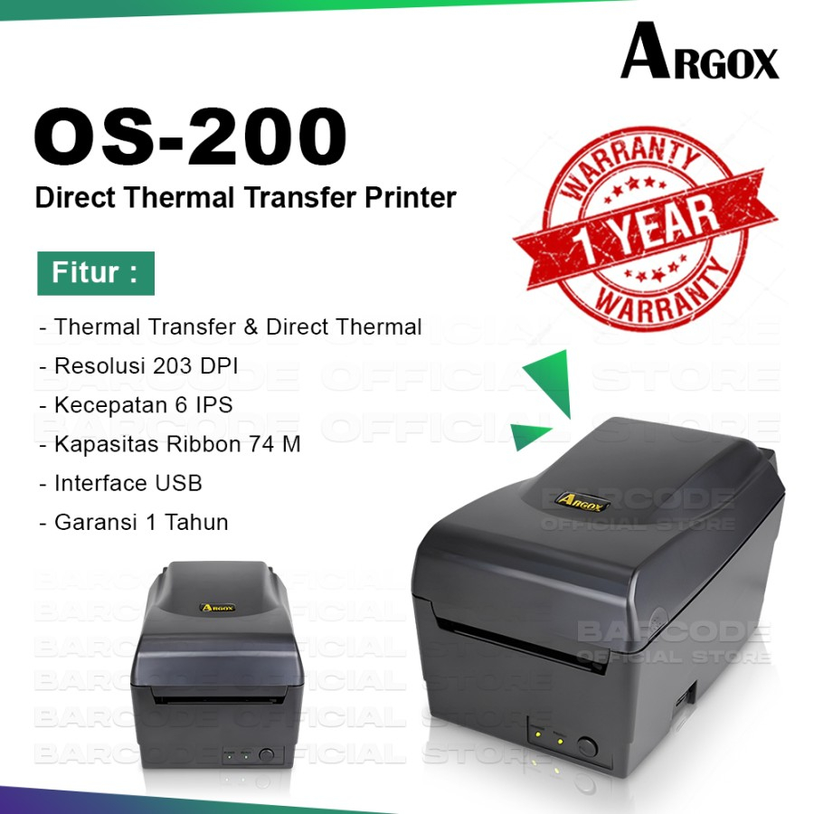 Printer Barcode Argox OS-200 / OS200 / OS 200 Cetak Sticker Label Pengiriman Barang