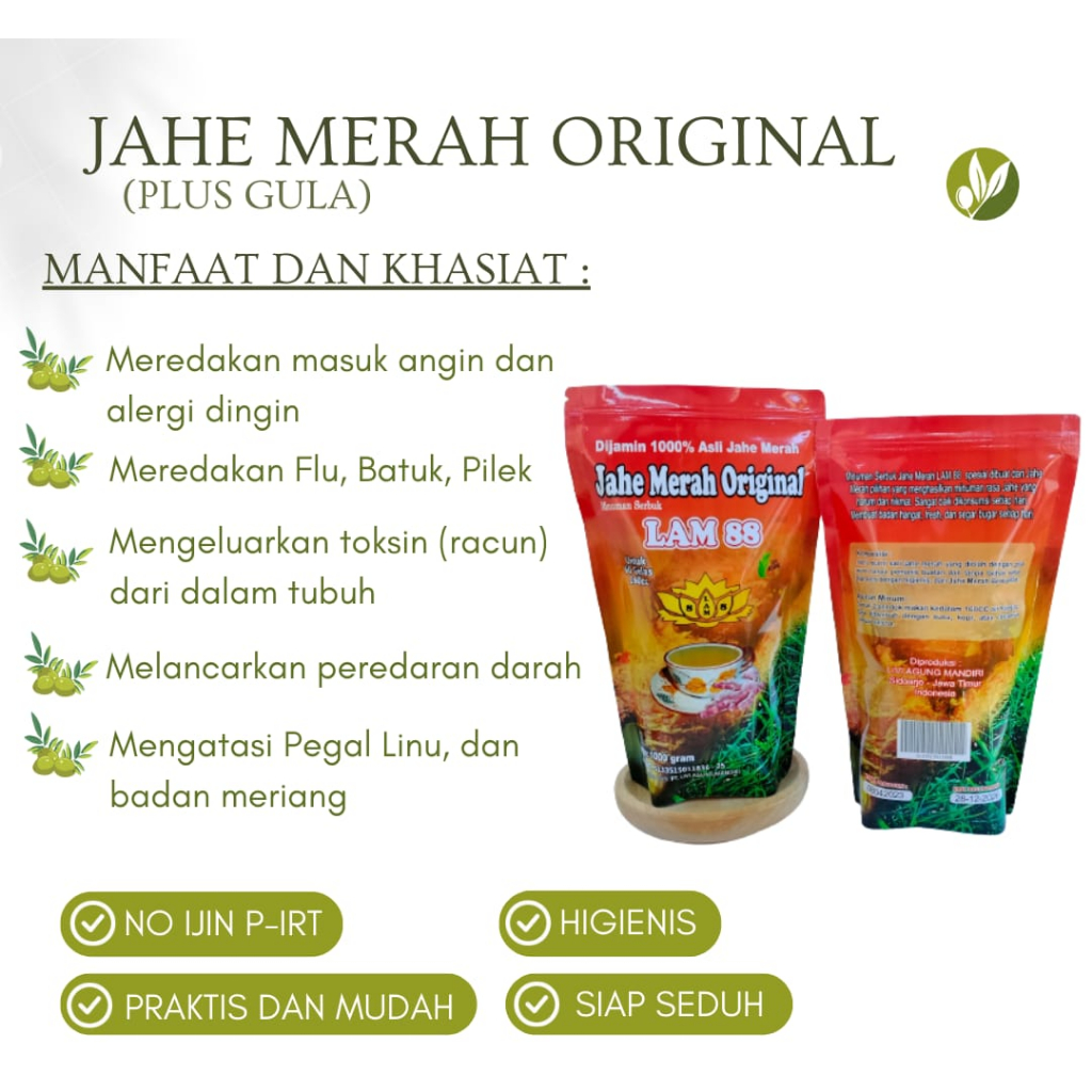 

PROMO Jahe Merah Original 1000gr Asli 100% pouch / jahe / jahe merah / jahe merah 1kg / minuman kesehatan