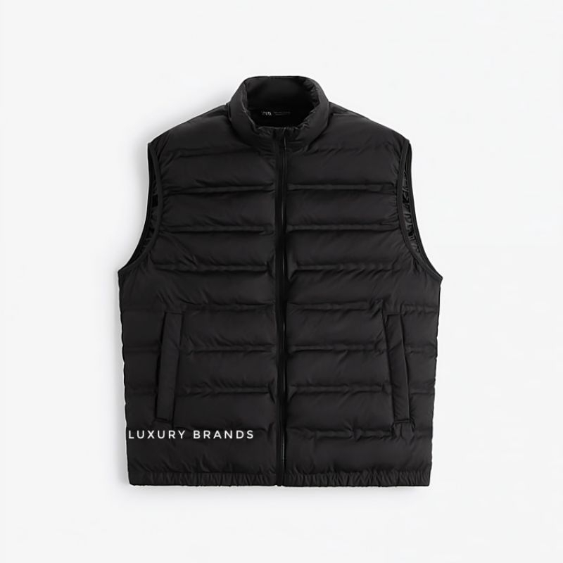Jaket Vest ZARA Original Lightweight Quilted Gilet Black, Jaket Bulu Angsa ZARA Original