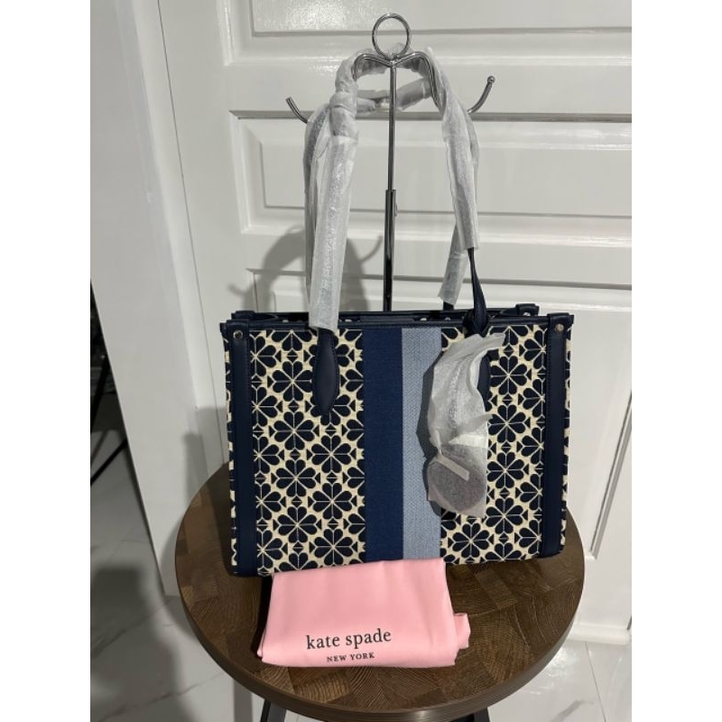 Spade Flower Jacquard Medium Tote Blue Multi