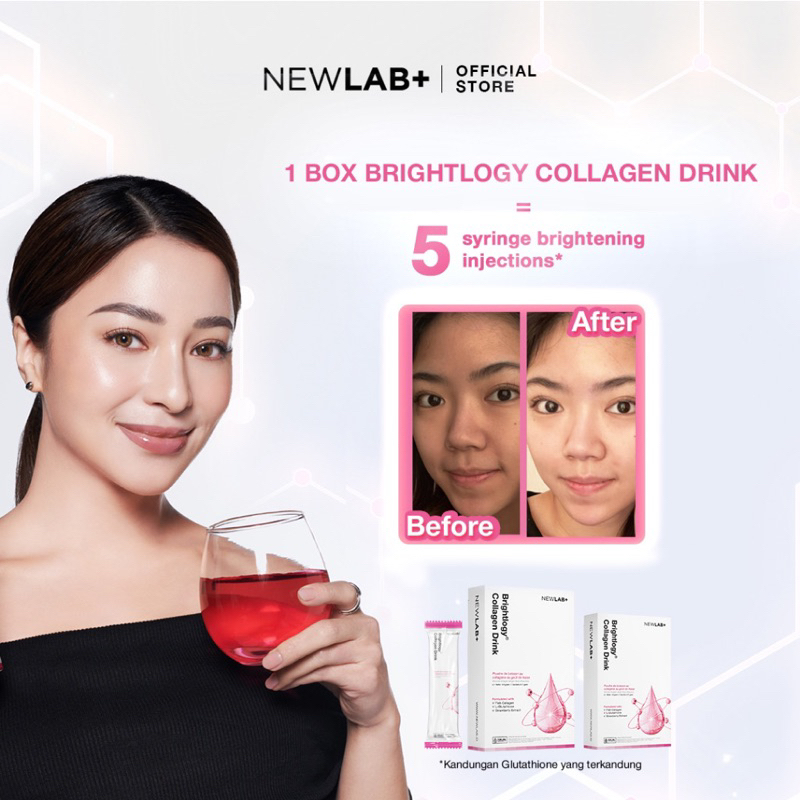 Newlab collagen drink 15 sachet Newlab+ Brightlogy kolagen dan gr gram minuman ori COLLAGEN BRIGHTLOGY powder drink 250gr 255gr 15sachet NEWLAB+ NEWLAB