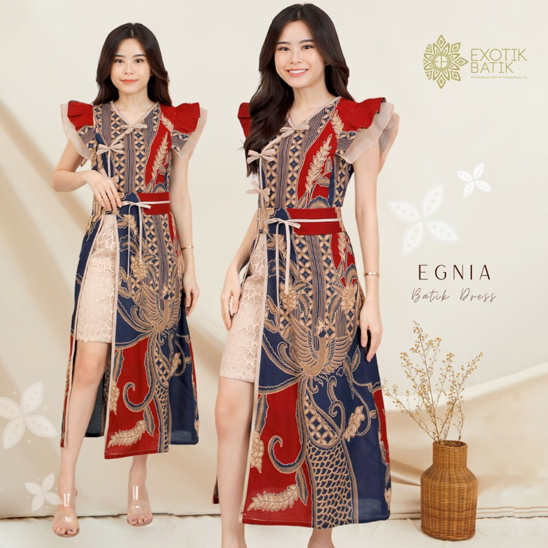 Egnia Dress dan Kemeja pria Couple set (Batik pesta /kondangan / wisuda / lamaran )