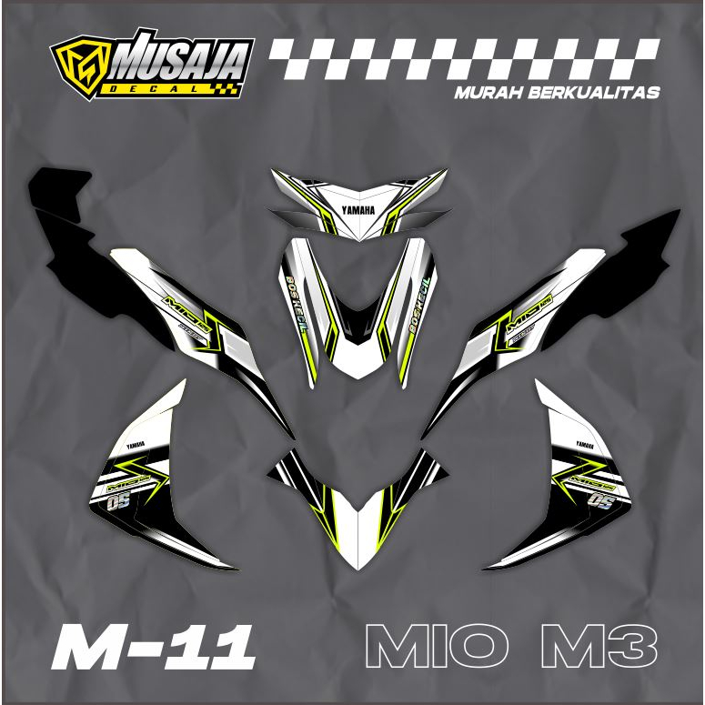 Decal mio M3 full body racing putih hitam