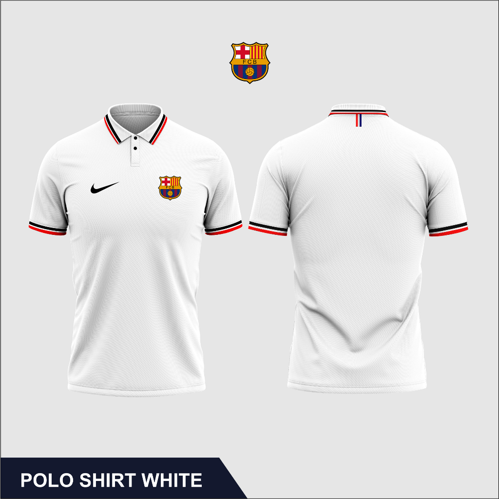 Baju Kaos Polo Berkerah Kerah Krah Pria Cowok Dewasa Barcelona Lengan Pendek Keren Murah Terbaru Ori