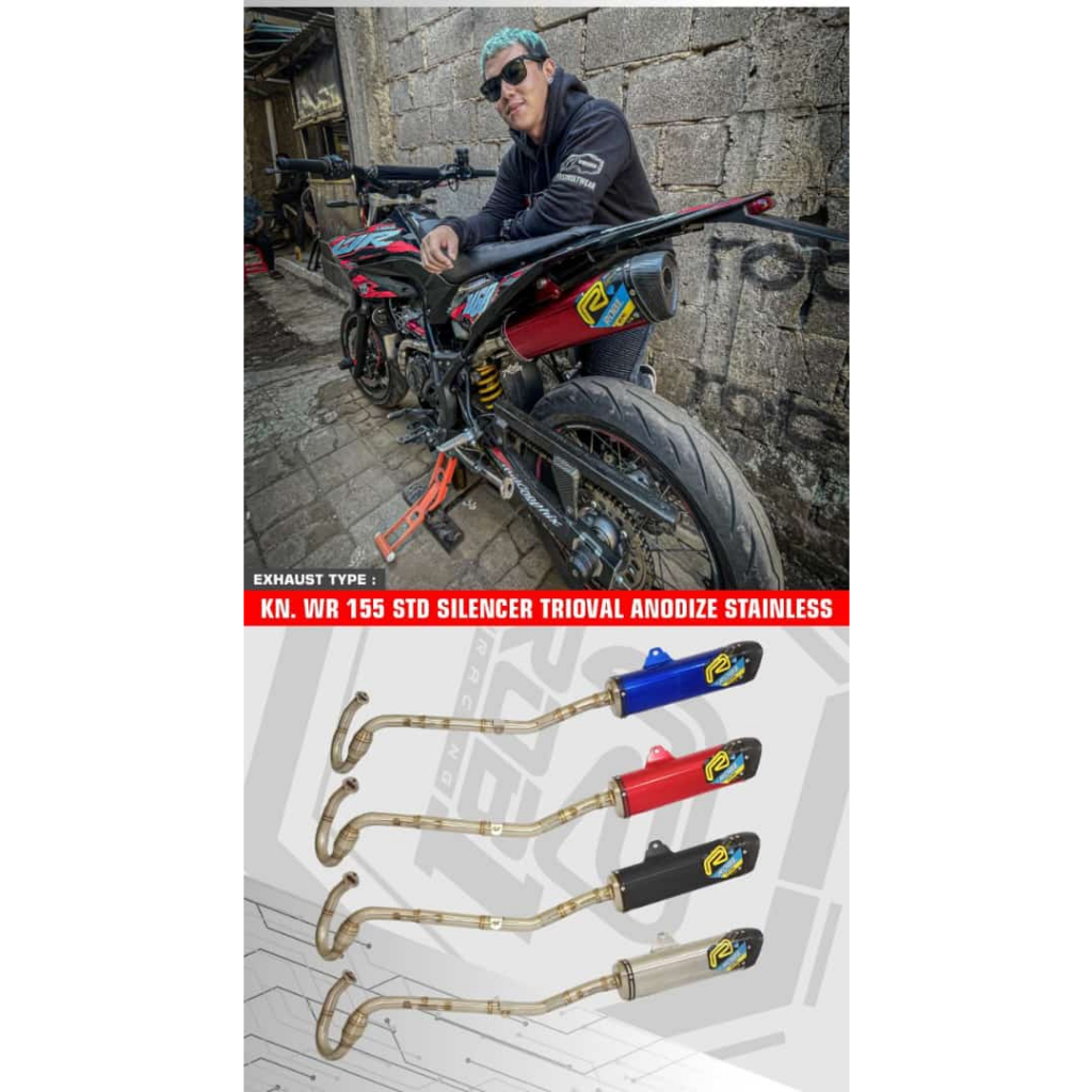 Knalpot ROB1 Racing WR 155 STD Silencer Trioval Anodize Stainless