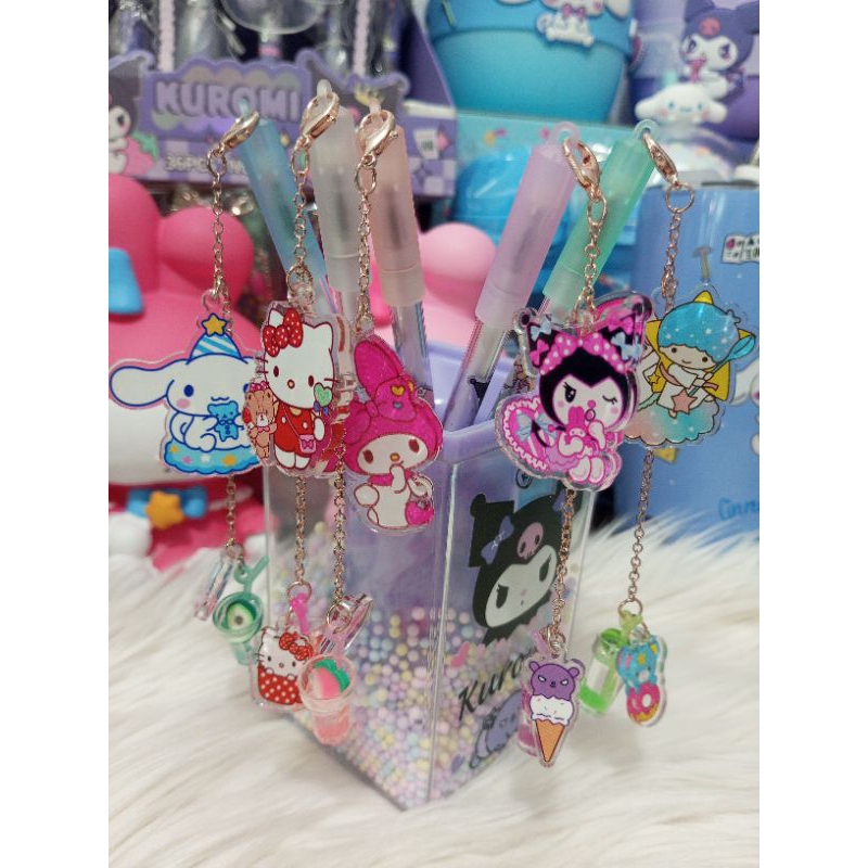 

PULPEN GEL GANTUNG AKRILIK PREMIUM SANRIO PEN KUROMI CINNAMOROL MELODY POMPURIN TWIN STARS