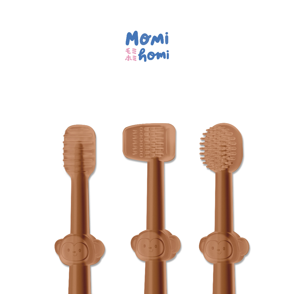 Momi Homi Baby Oral Care 3 in 1 Pembersih Mulut Bayi Sikat Gigi &amp; Lidah Bayi Silicone Baby Toothbrush Silikon Sikat Gusi 3004/ Sikat Lidah 3 in 1