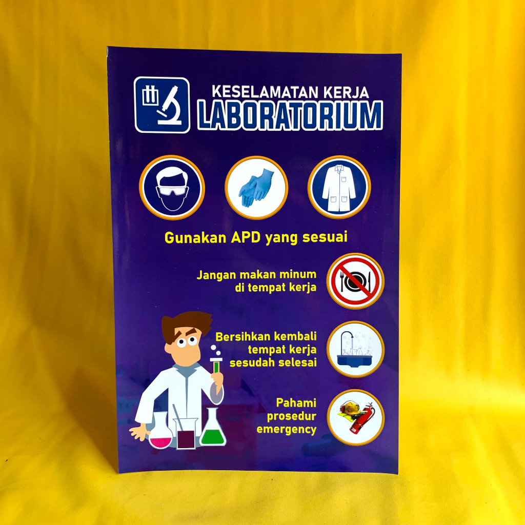 Poster K3 | Poster Keselamatan Kerja Laboratorium Biru | Peraturan Laboratorium | Keselamatan Kerja