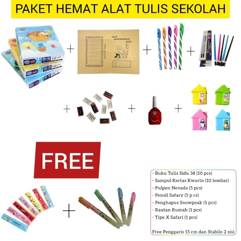 

Paket Hemat Perlengkapan Alat Tulis Sekolah + Buku Sidu