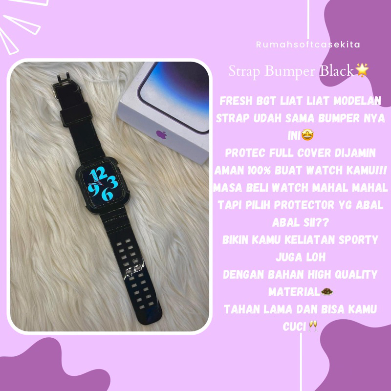 STRAP + BUMPER TRANSPARANT I-WATCH SMARTWATCH IWO WATCH HIGH QUALITY MATERIAL 38/40/41MM DAN 42/44/4