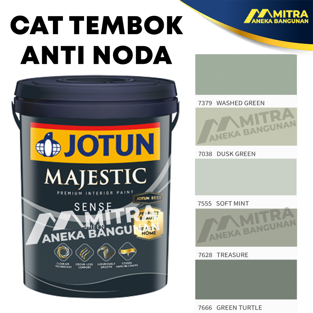 JOTUN MAJESTIC SENSE 2,5 LITER CAT TEMBOK INTERIOR ANTI NODA / SAGE GREEN HIJAU